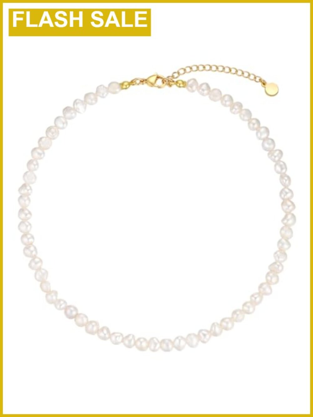 6-7MM Natural Baroque Pearl Choker Necklace 16 Inch Lobster Clasp